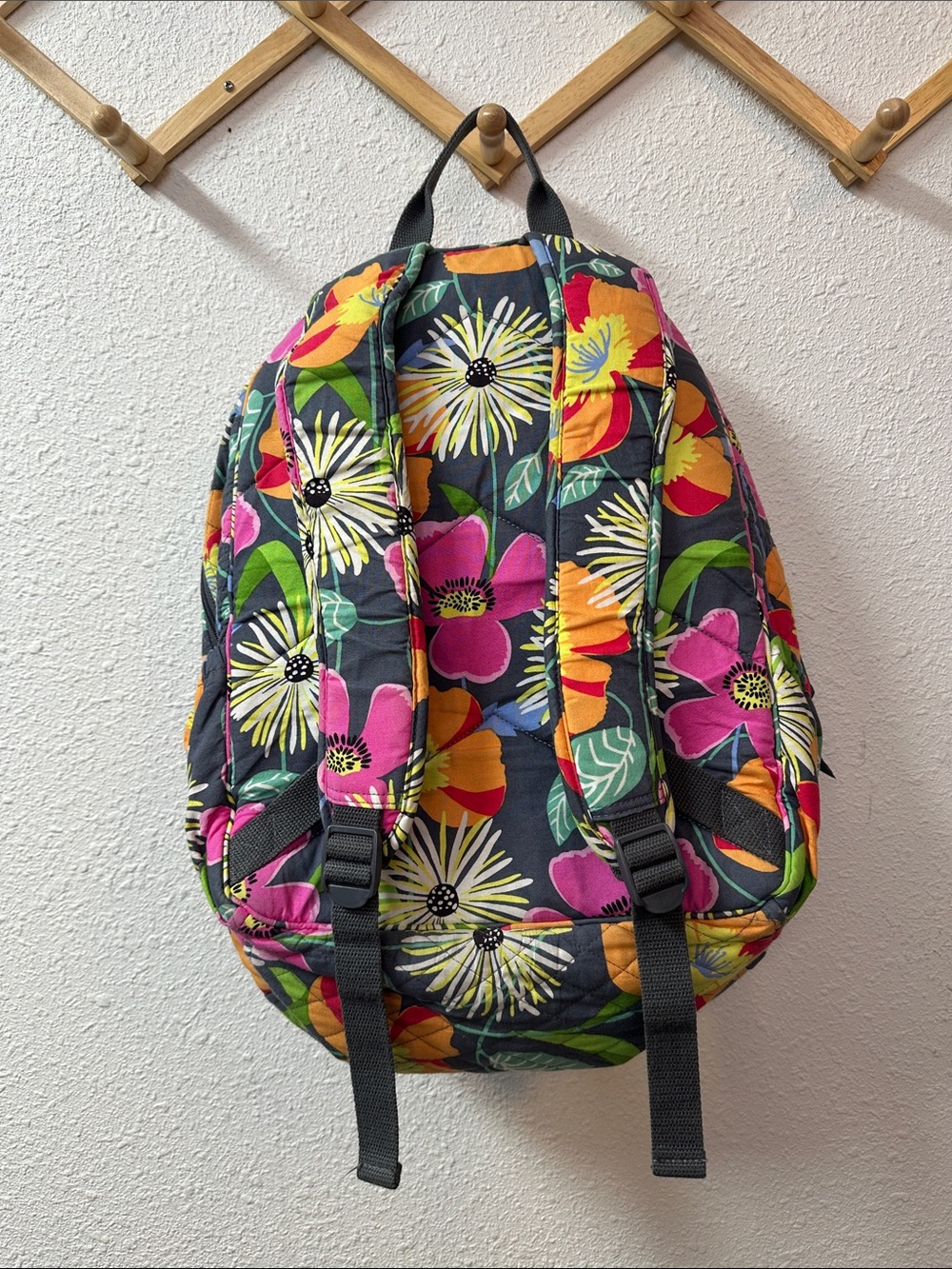 Vera Bradley Black Multi Floral Quilted Backpack with “Jazzy blooms” - Picture 8 of 13